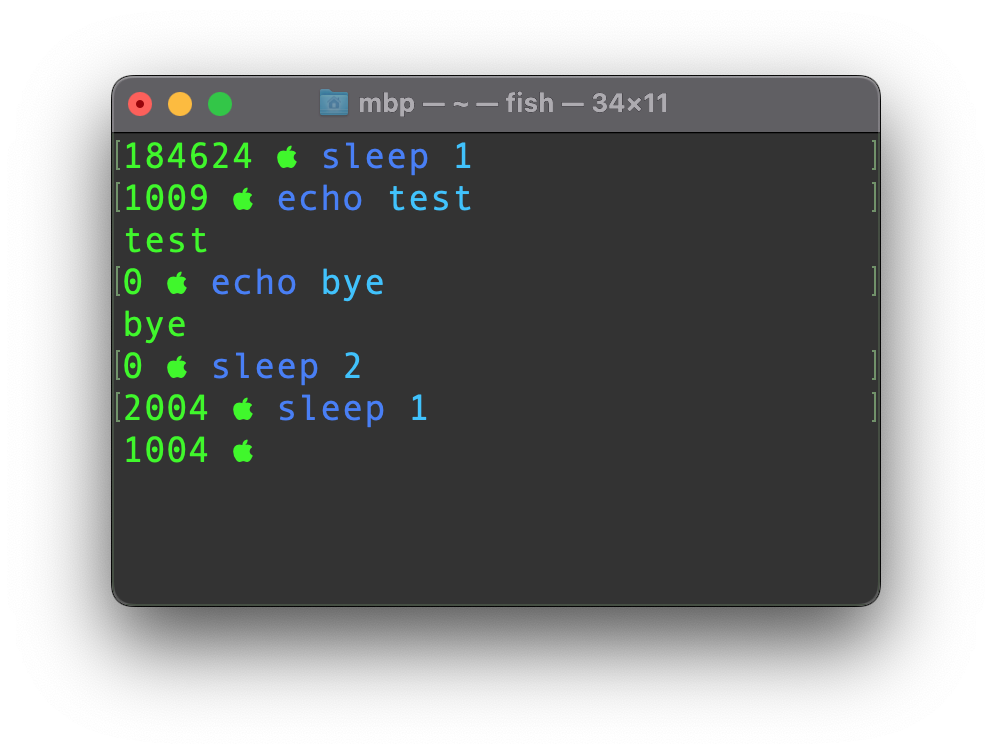 Terminal prompt with elapsed time in Fish script