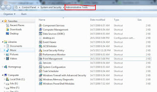 administrative tools via run command in Windows