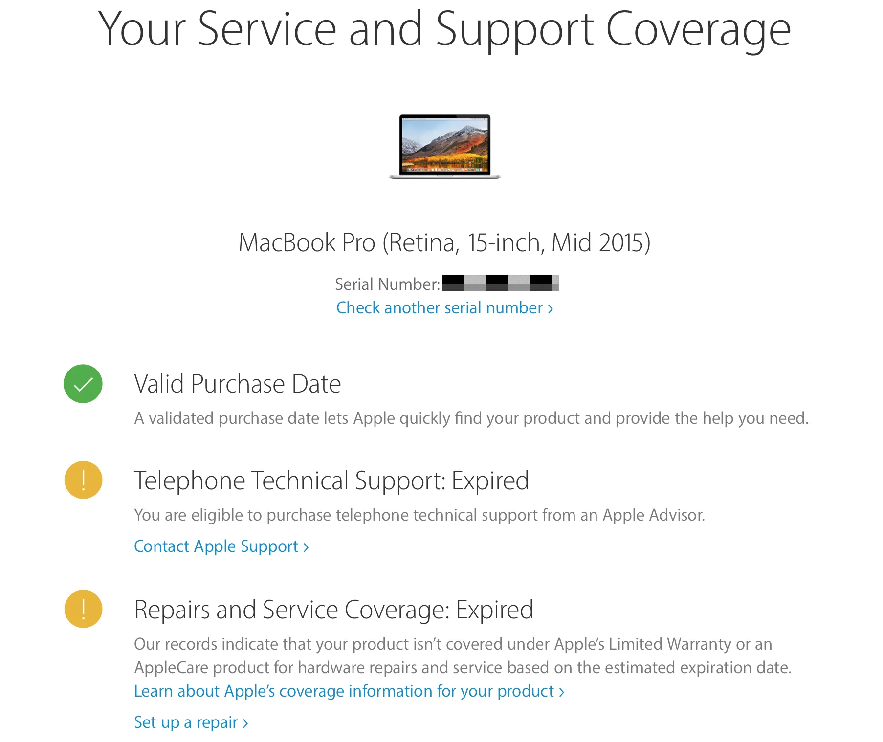 check coverage for Apple services and support
