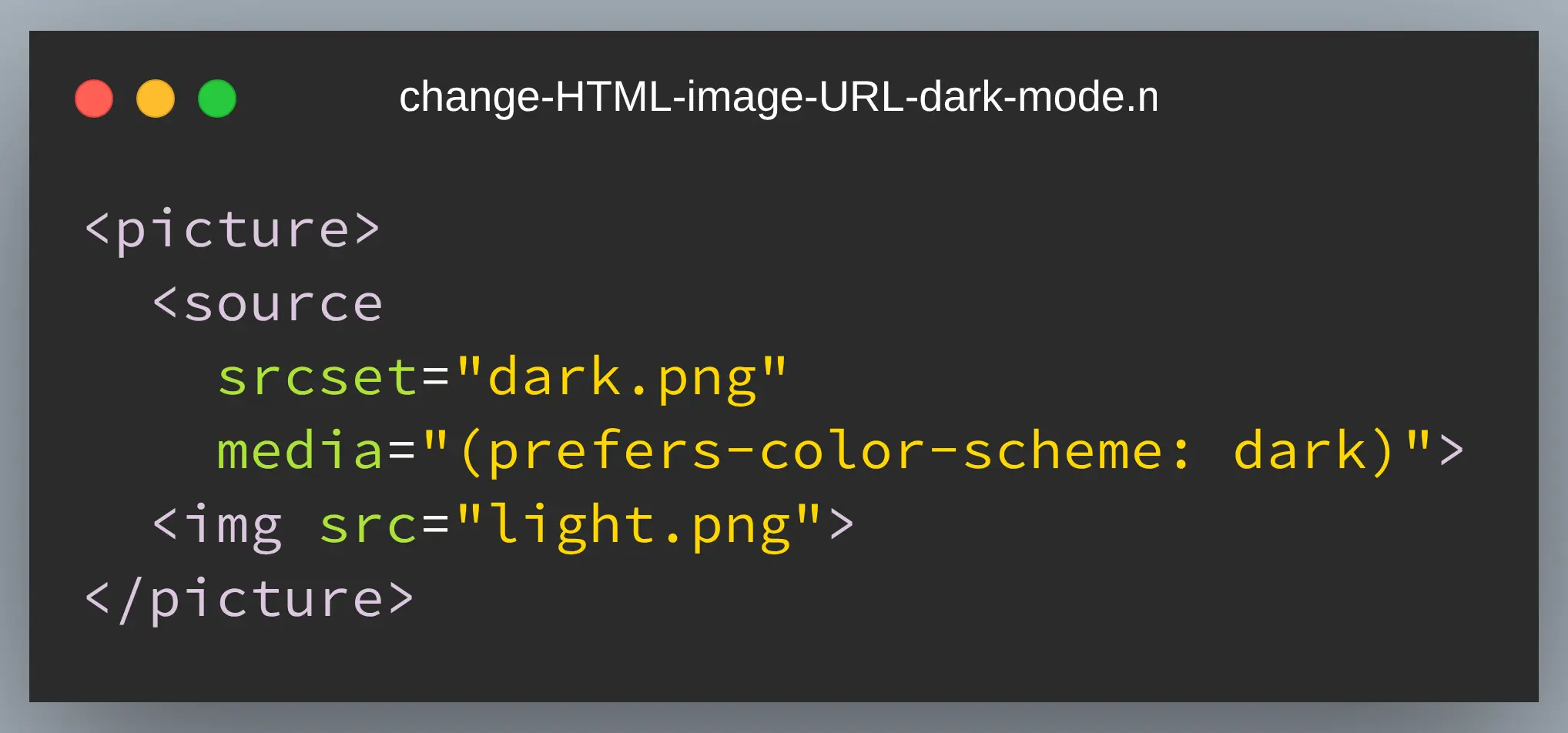 How to change an HTML image URL in dark mode ?
