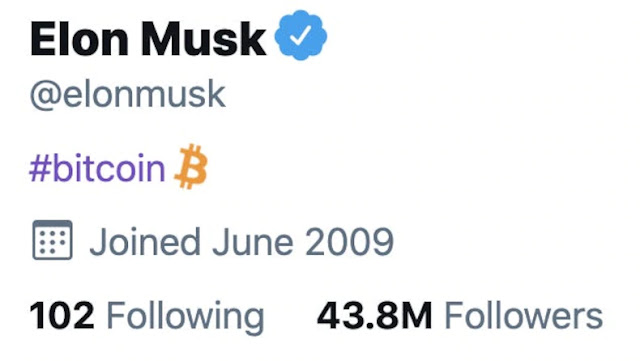 Elon Musk twitter bio is Bitcoin