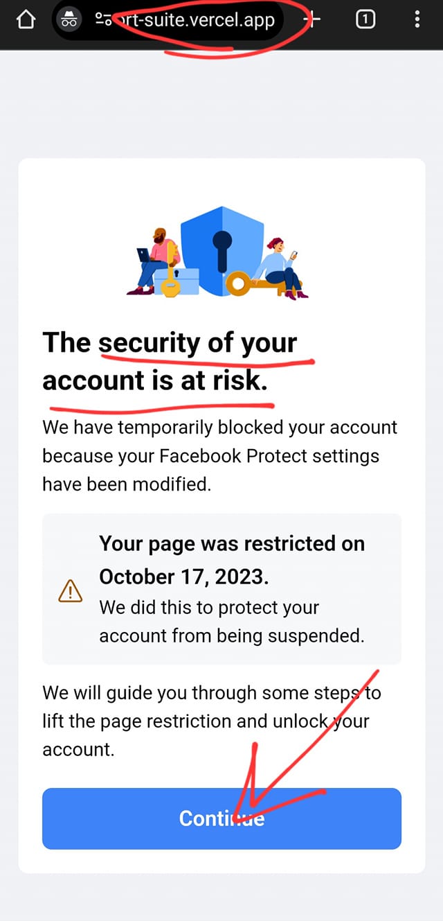 محاولة سرقة فيسبوك عن طريق الصفحات المزورة
