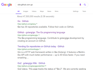 البحث عن لغة برمجة جو go داخل موقع github
