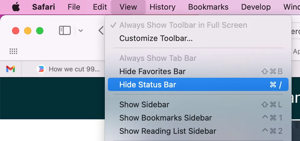 show status bar in Safari