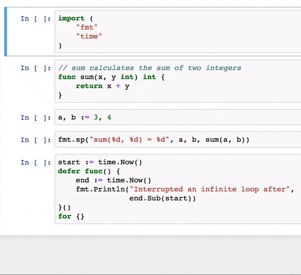 writing Go code in Jupyter notebook